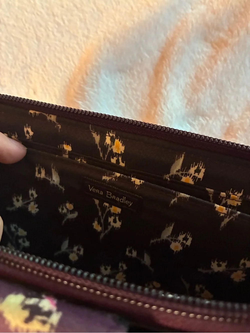 Vera Bradley Purple Floral Kiss Lock Zip Around Wristlet